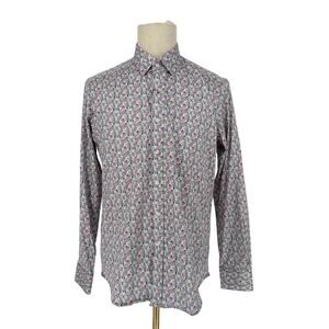 Robert Graham Woven Button Front Long Sleeve Shirt 80s Inspired Rainbow Print M